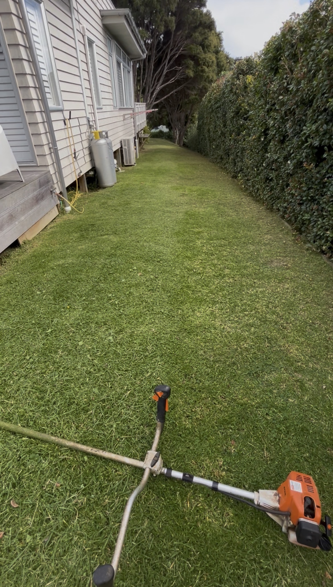 Side strip lawn mowing